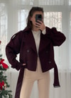 Dore Premium Bordo Kemer Aksesuarlı Ceket 