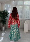Golden Bloom Kırmızı Mint Altın Desenli Bohem Kimono