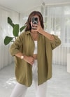 Haki Tensel Oversize Gömlek