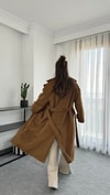 Kuşaklı Camel Renk Kaşmir Kaban