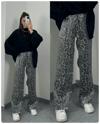 LEOPAR DESENLİ PARLAK KUMAŞ PANTOLON 