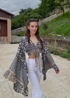 Lumiera İthaal Etnik Desenn kelebek Kol Lacivert Deseli Bolero