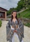 Lumiera İthaal Etnik Desenn kelebek Kol Lacivert Deseli Bolero