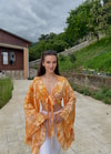Lumiera İthal Etnik Desen Kkelebek Kol Sarı Bolero