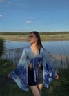 Lumiera İthal Etnik Desen Kkelebek Kol Lacivert Bolero