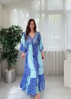 Maria İthal Etnik Desen Mavi Elbise 