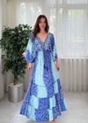 Maria İthal Etnik Desen Mavi Elbise 