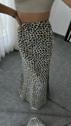 Maxi Saten Leoparlı Etek 