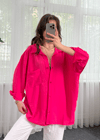 Nar Çiçeği İthal Ayrobin Tek Cepli Oversize Gömlek 
