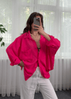 Nar Çiçeği İthal Ayrobin Tek Cepli Oversize Gömlek 