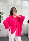Nar Çiçeği İthal Ayrobin Tek Cepli Oversize Gömlek 