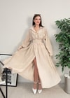 Novee Oversize Bej Kemerli Elbise