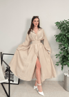 Novee Oversize Bej Kemerli Elbise
