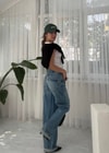 Orjinal Marka Yüksek Bel Paça Detaylı Jeans 