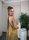 Rajani Etnik Desen Asimetrik Kesim Hint İpeği Elbise