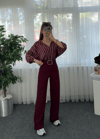 Riva Bordo Krep Kemerlİ Palazzo Pantolon 