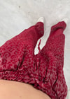 Roxy Kırmızı  Leopar Desen Bol Paça Saten Pantolon 