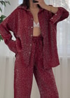 Roxy Kırmızı Leopar Desen Saten Gömlek 