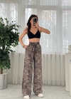 Roxy Leopar Desen Bol Paça Saten Pantolon