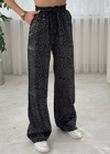 Roxy Siyah Leopar Desen Bol Paça Saten Pantolon