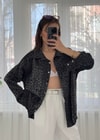 Roxy Siyah Leopar Desen Saten Gömlek