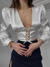 SATEN BAĞLAMALI CROP 