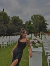 SATEN YIRTMAÇLI MİDİ ELBİSE