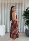 Talia Etnik Desen İpek Elbise 