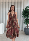 Talia Etnik Desen İpek Elbise 