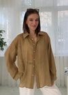 Voly Olive İpeksi Oversize Gömlek 