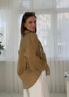 Voly Olive İpeksi Oversize Gömlek 