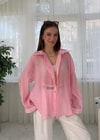 Voly Pembe İpeksi Oversize Gömlek 