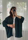 Zümrüt İthal Ayrobin Tek Cepli Oversize Gömlek