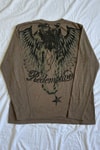 Açık Kahverengi Retro Redemption Cross Cyber Grunge Y2K Crop Sweatshirt