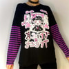 Anime   Harajuku Trick Or Treat Çizgili Uzun Kollu Unisex T-Shirt