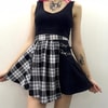 Anime Harajuku Punk Beyaz Ekoseli Deri Kemerli Mini Etek