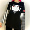 Anime Naruto Uchiha Unisex Siyah Beyaz Çizgili Kollu T-Shirt 