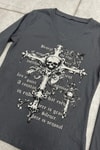 Antrasit Gotik Cross Skull Y2K Uzun Kollu Crop