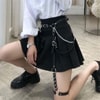 Bacak Choker Detaylı Zincirli Üçlü Deri Siyah Kemer