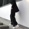 Basic Beyaz Şeritli Siyah Pantolon