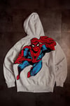Beyaz Amazing Spider Cartoon Sırt Baskılı Unisex Hırka