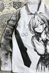 Beyaz Anime Girl Manga Gotik Y2K Unisex Uzun Kollu Pullover Gömlek