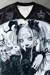 Beyaz Anime Goth Girl Magic Fun Jersey Unisex Forma