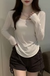 Beyaz Basic Uzun Kollu Crop
