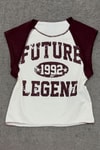 Beyaz Future Kahverengi Raglan Y2K Kısa Kollu Crop