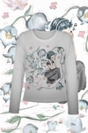 Beyaz Girl İn Flowers Gotik Y2K Uzun Kollu Crop 