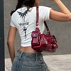 Beyaz Gothic Dragon Slayer Kısa Kollu Crop 