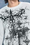 Beyaz Gotik Motifli Skull Harajuku Unisex Sweatshirt