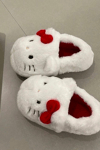 Beyaz Hello Kitty Kırmızı Kurdele Panduf Terlik