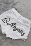 Beyaz Los Angeles Taşlı Y2K Mini Şort
